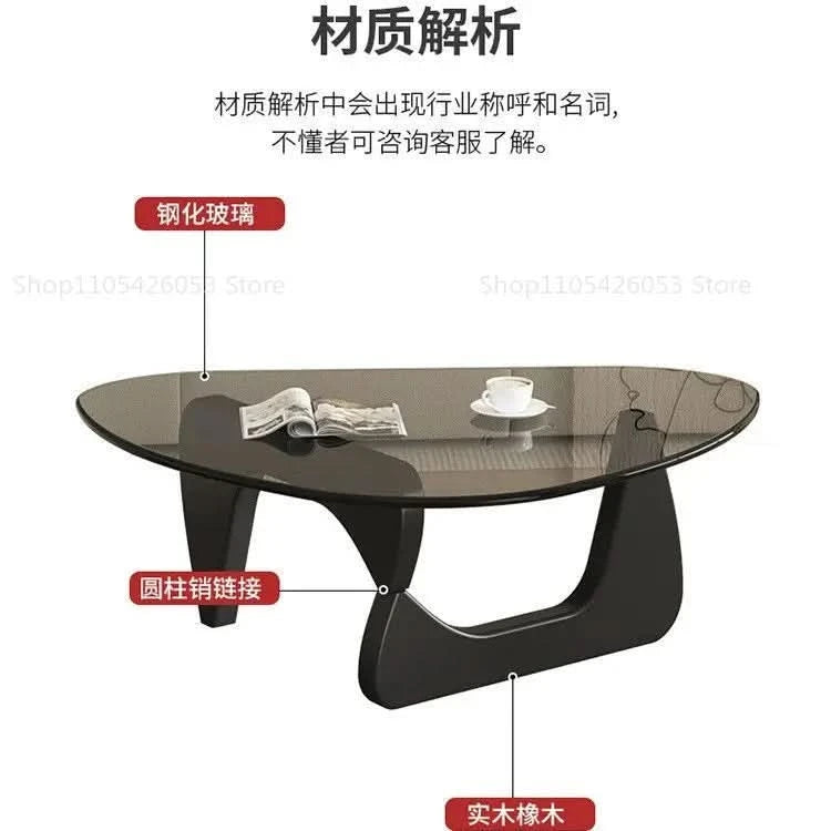 Modern simple creative round coffee table household small apartment living room tempered glass coffee table Internet celebrity