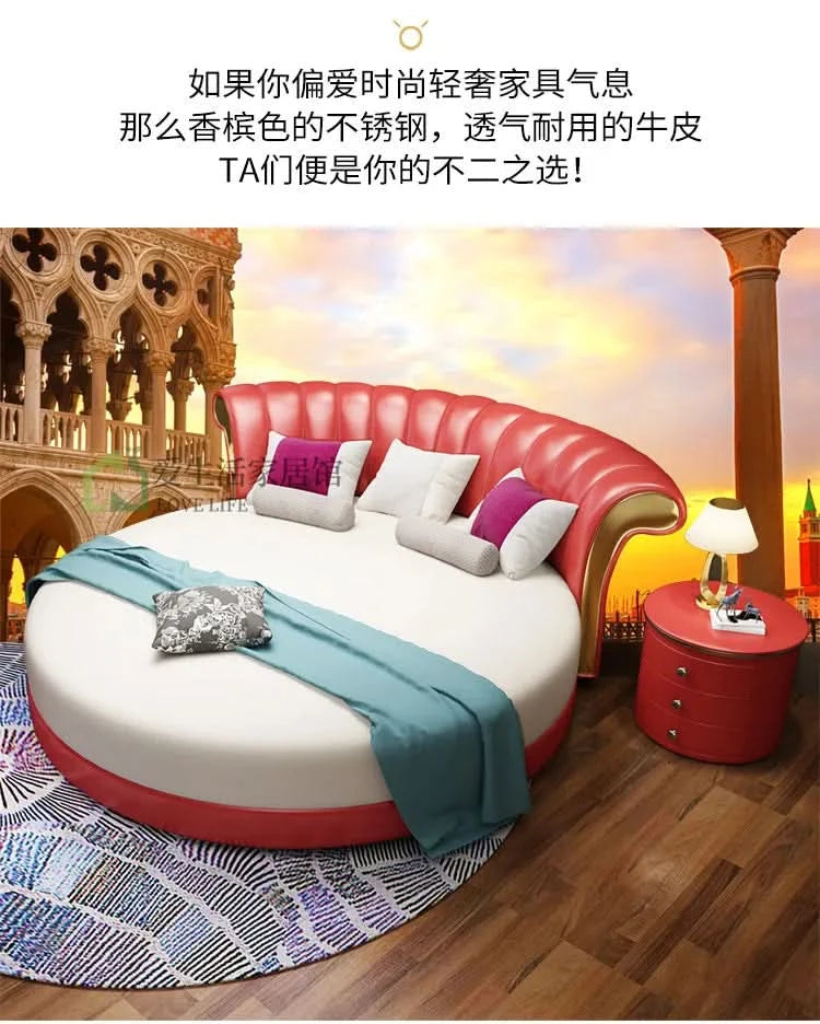 Bedroom Unique Beds Storage Cabinets Nordic Full Size Round Bed Frame Headboard Upholstery Muebles Para El Hogar Furnitures