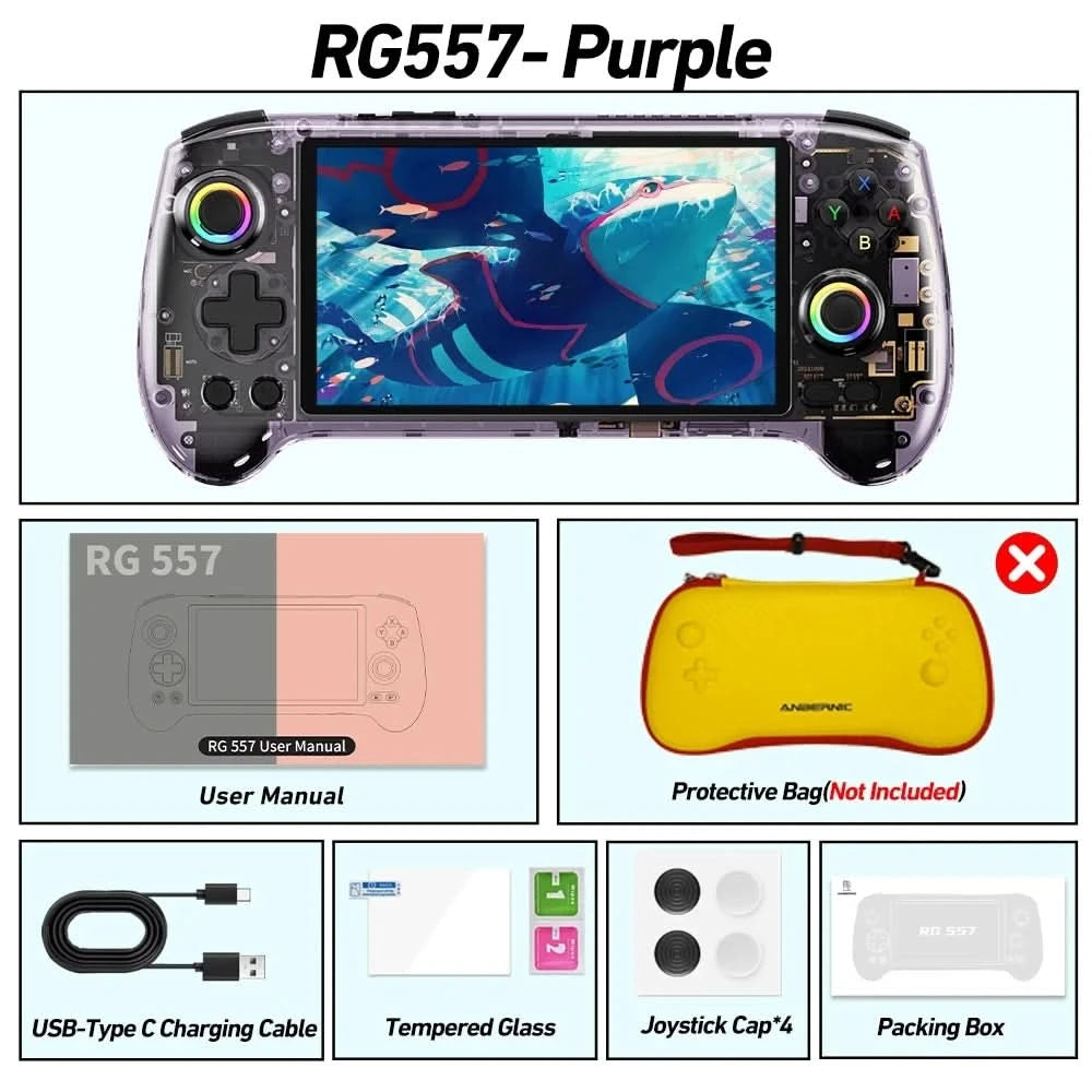 ANBERNIC RG557 Handheld Game Console 5.48'' AMOLED Android14 5500mAH Bluetooth 5.3 PS2 Portable Video Game Player Dimensity 8300