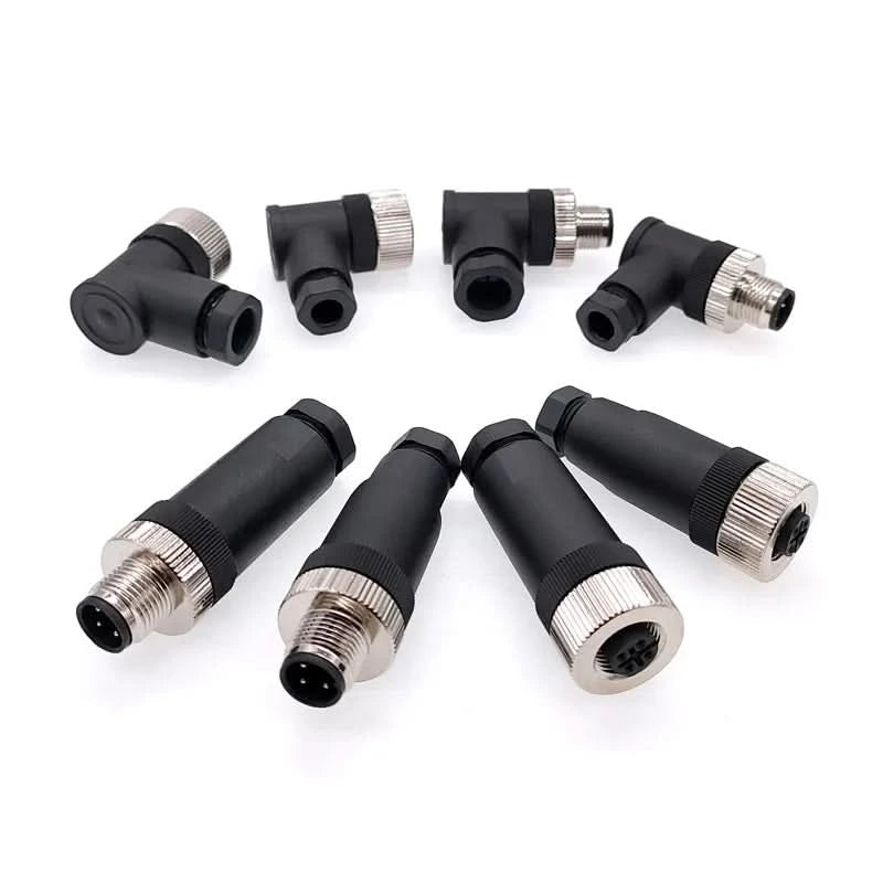 M12 sensor connector 4pin 5pin M12-8 waterproof male&female plug screw threaded coupling A Code sensor connectors