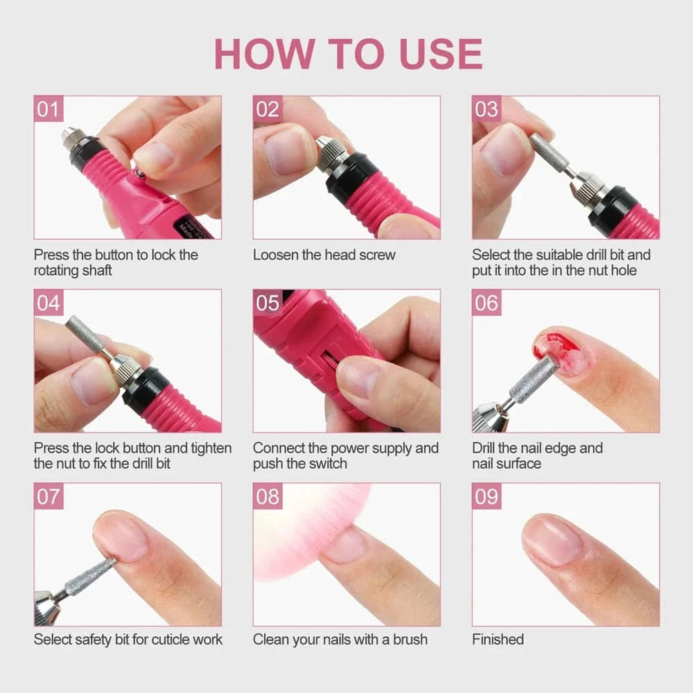 Strong Electric Nail Sander Nail Drill Machine Grinding Equipment Milling Cutter For Manicure Pedicure Polishing Tools