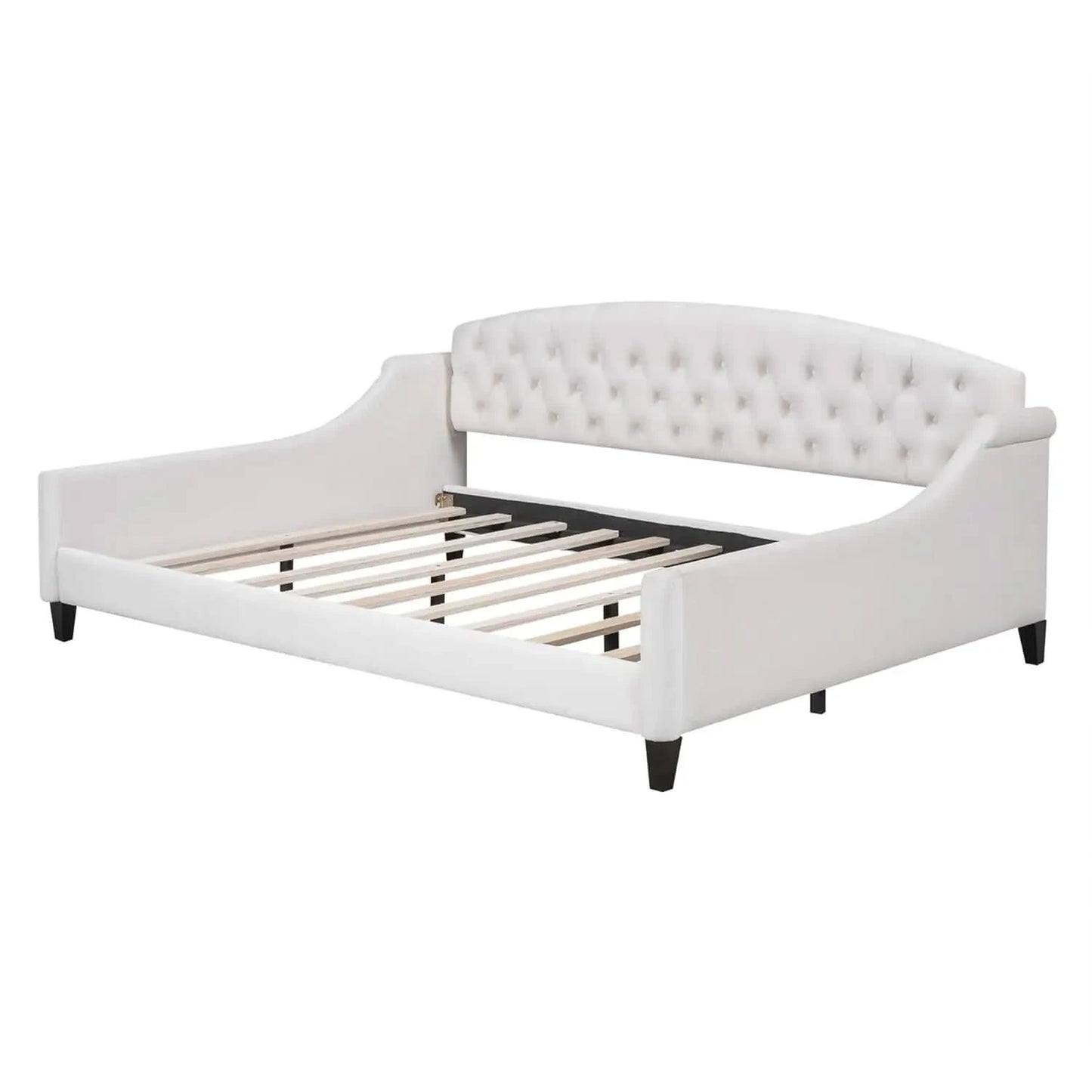 Full Size Daybed, Modern Luxury Tufted Button Upholstered Full Sofa Bed for Bedroom Living Room, Beige, Customized