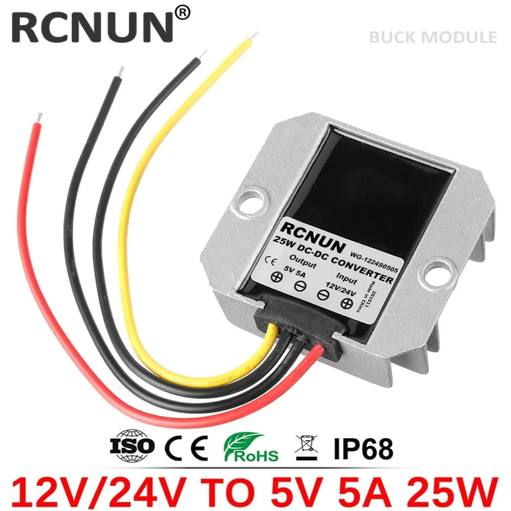 RCNUN 12V 24V to 5V 6V 10A Step Down DC DC Converter Regulator 12 Volt to 5 Volt 50W Buck Power Supply for Cars Toys