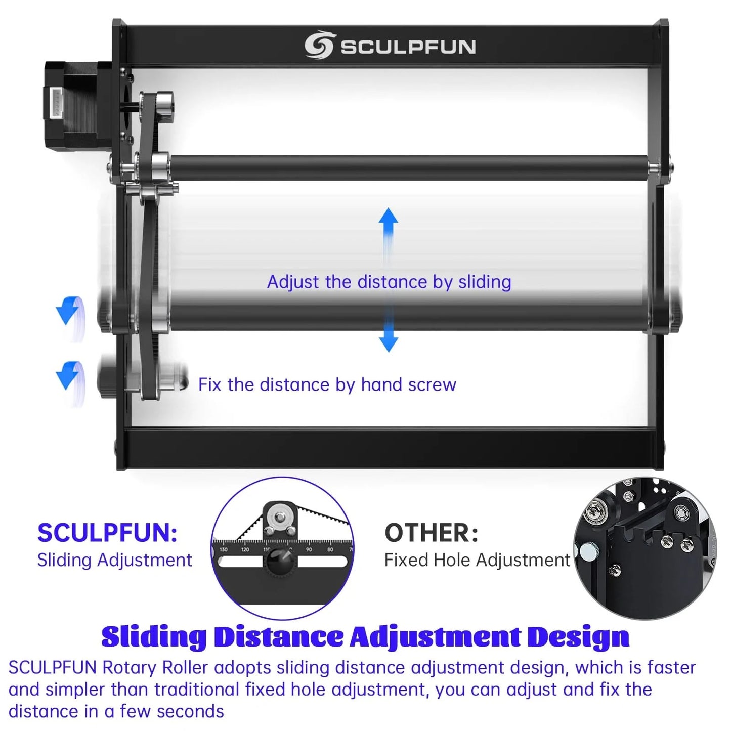 SCULPFUN S9/S10 Laser Rotary Roller Engraver Y-axis Rotary Roller for 6-150mm Engraving Cylindrical Objects 360° Rotating