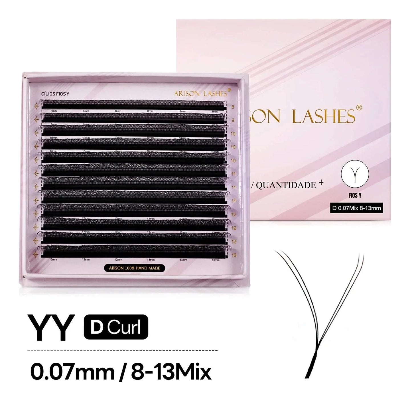 [Brazil Warehouse]ARISON Wholesale 10/30/50pcs YY/W-shape Lashes Premade Volume Eyelashes Extension 3D/4D/5D/6D/8D Lash