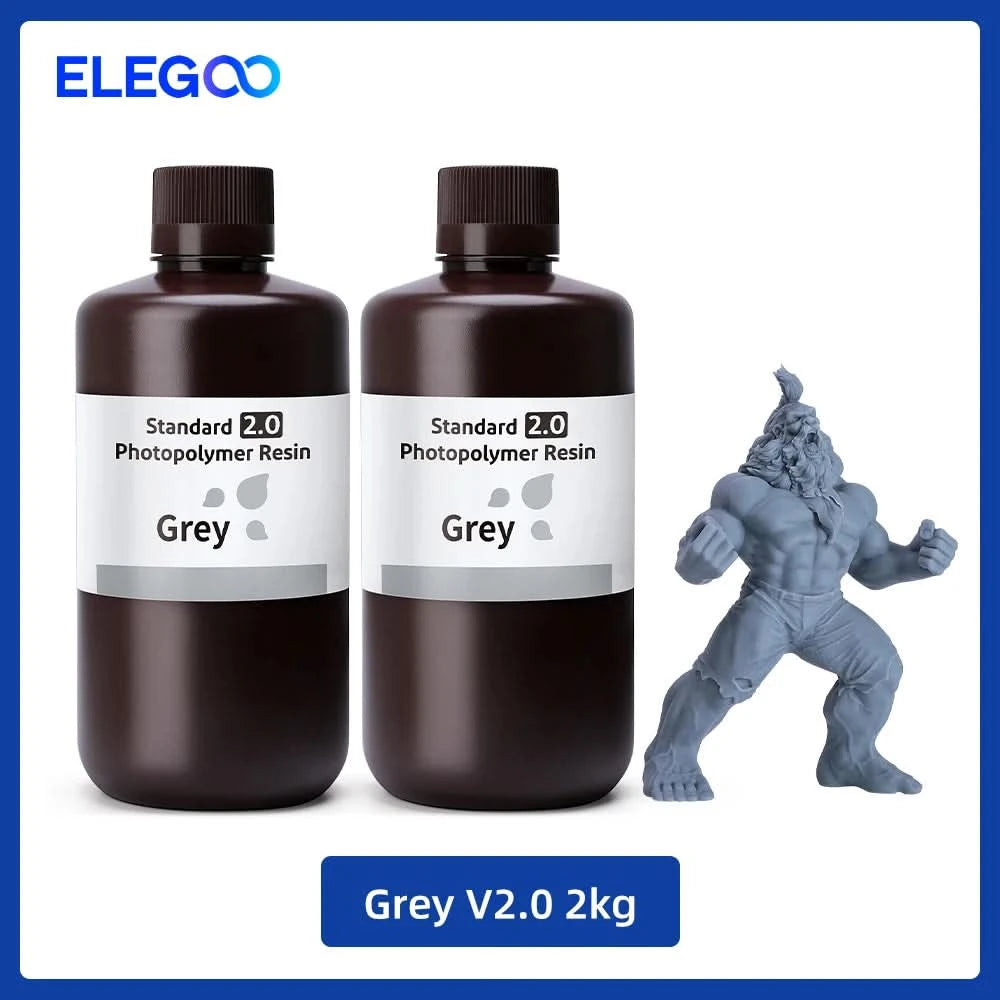 ELEGOO 3D Printer Resin LCD UV-Curing Resin 405nm Standard Photopolymer Resin for LCD 3D Printing 1000g Black Grey White Skin