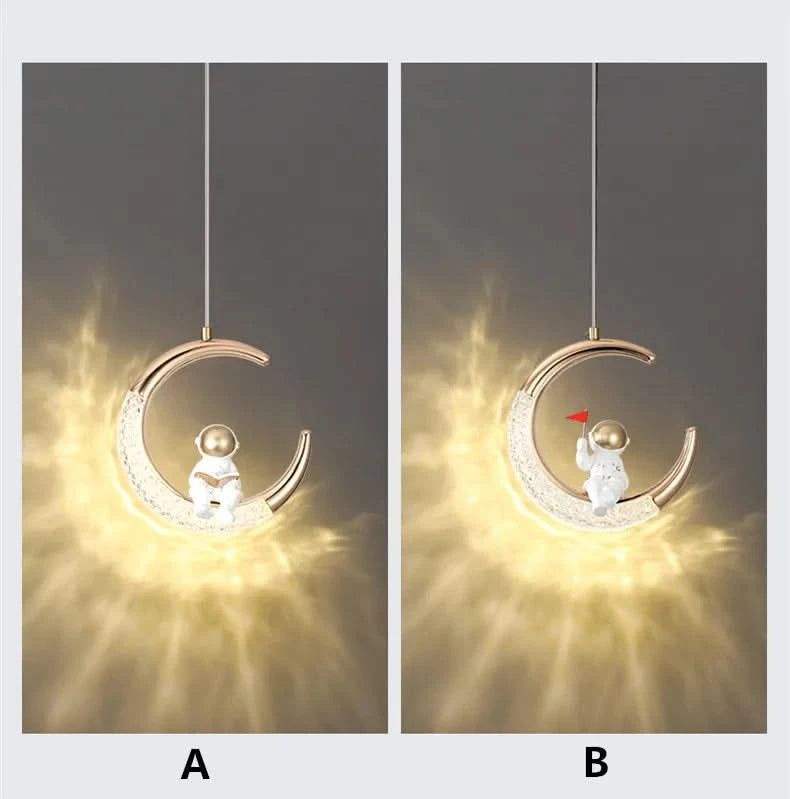 Children's Room Bedside Chandelier Modern Minimalist Light Luxury Cartoon Boy Girl Bedroom Moon Lamp Astronaut Small Chandelier