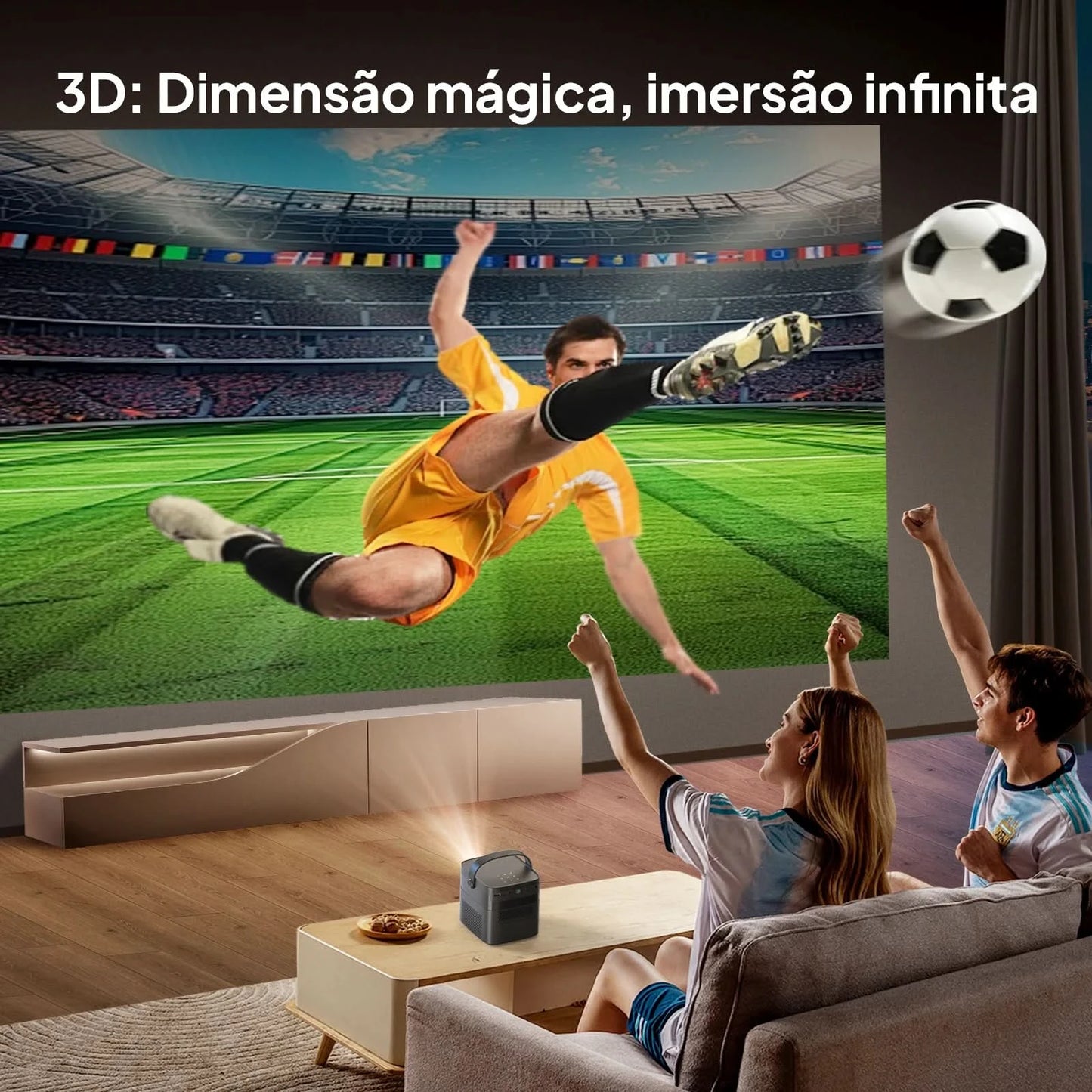 Vevshao V50 3D Portable Mini Projector 4K HD LED WiFi 1080P Movies Video DLP Home Theater Projectors With 15000mAh Battery