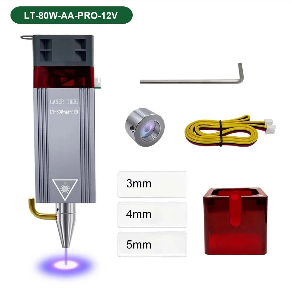 LASER TREE 5W Laser Module with Air Assist 10W High Power TTL Blue Light Laser Head for DIY CNC Laser Engraving Cutting Machine