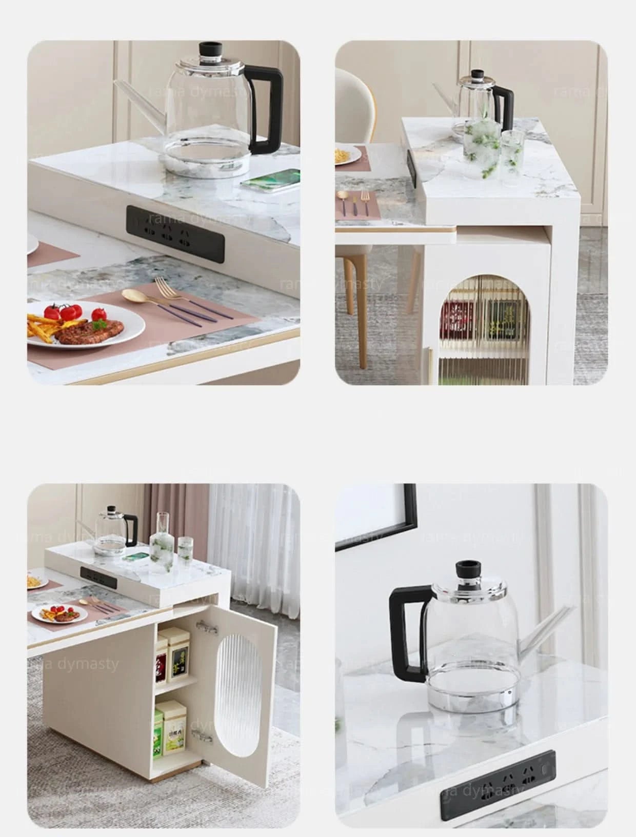 Rock Plate Dining Table Integrated Extendable Home Modern Light Luxury Dining Table With Storage Cabinet