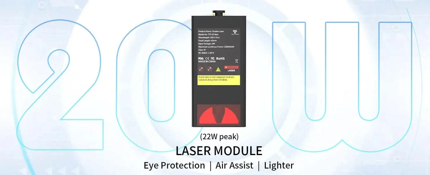 Twotrees TTS-20 Max Metal Laser Engraving Machine 600x600mm Work Area Laser Cutting Machine For Cutting MDF Acrylic Leather Wood