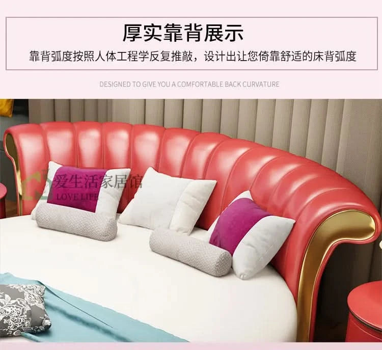 Bedroom Unique Beds Storage Cabinets Nordic Full Size Round Bed Frame Headboard Upholstery Muebles Para El Hogar Furnitures