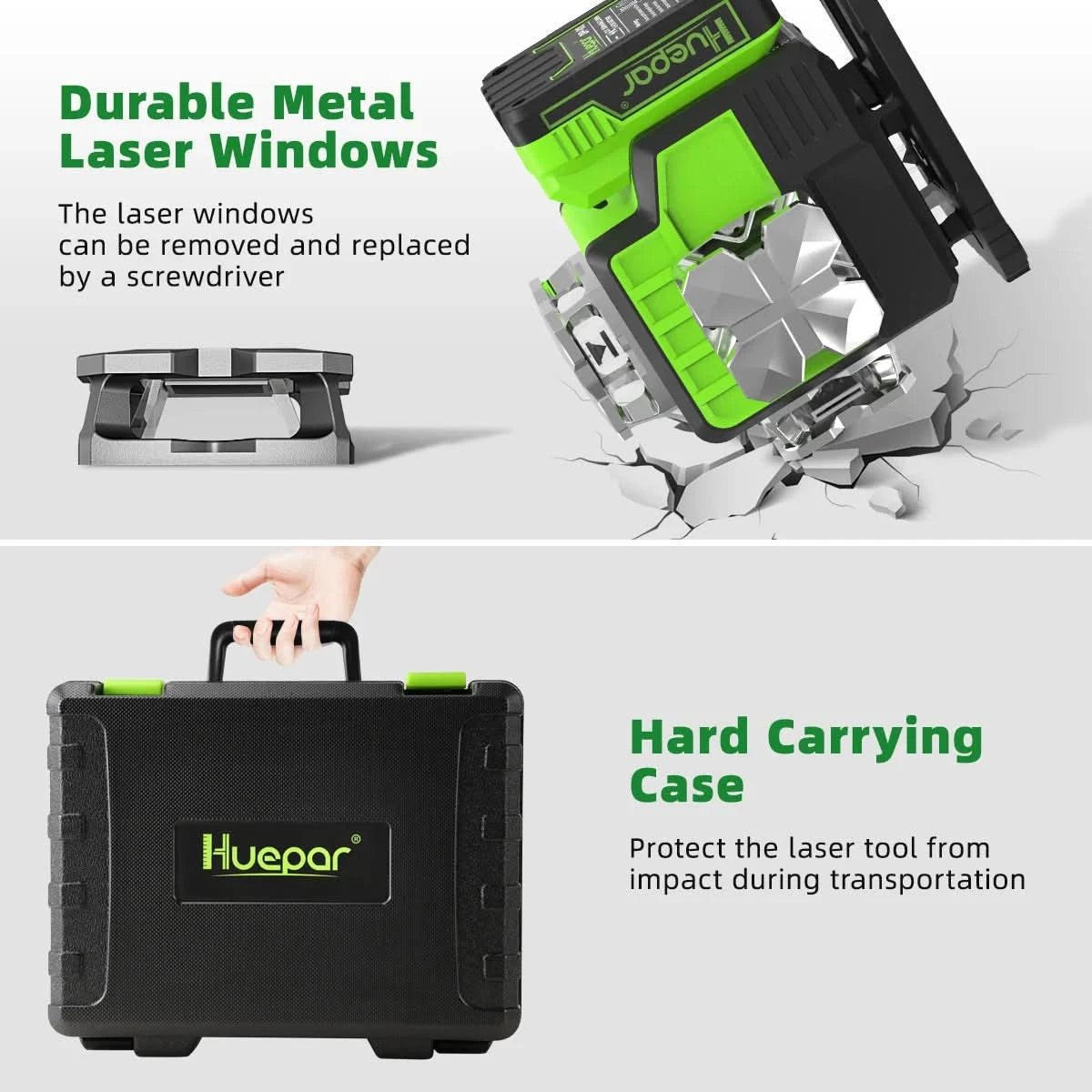 Huepar 16 Lines 4D Laser Level P04CG 360 Horizontal And Vertical Self-Leveling Bluetooth Remote Control With Li-ion Battery