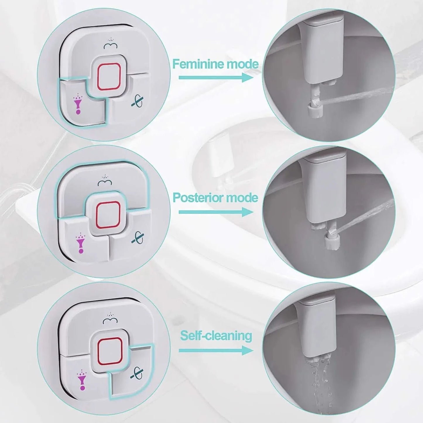 Samodra Toilet Bidet Shower Ultra-thin Bidet Toilet Seat Attachment Non-electric Bidet sprayer Dual Nozzles Frontal & Rear Wash