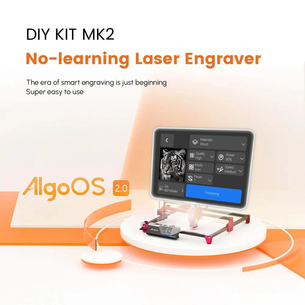 AlgoLaser DIY KIT MK2 10W for New Beginner Wood Engraving Mini Machine for DIY Crafting Glass Leather Engraving Area 400X435MM