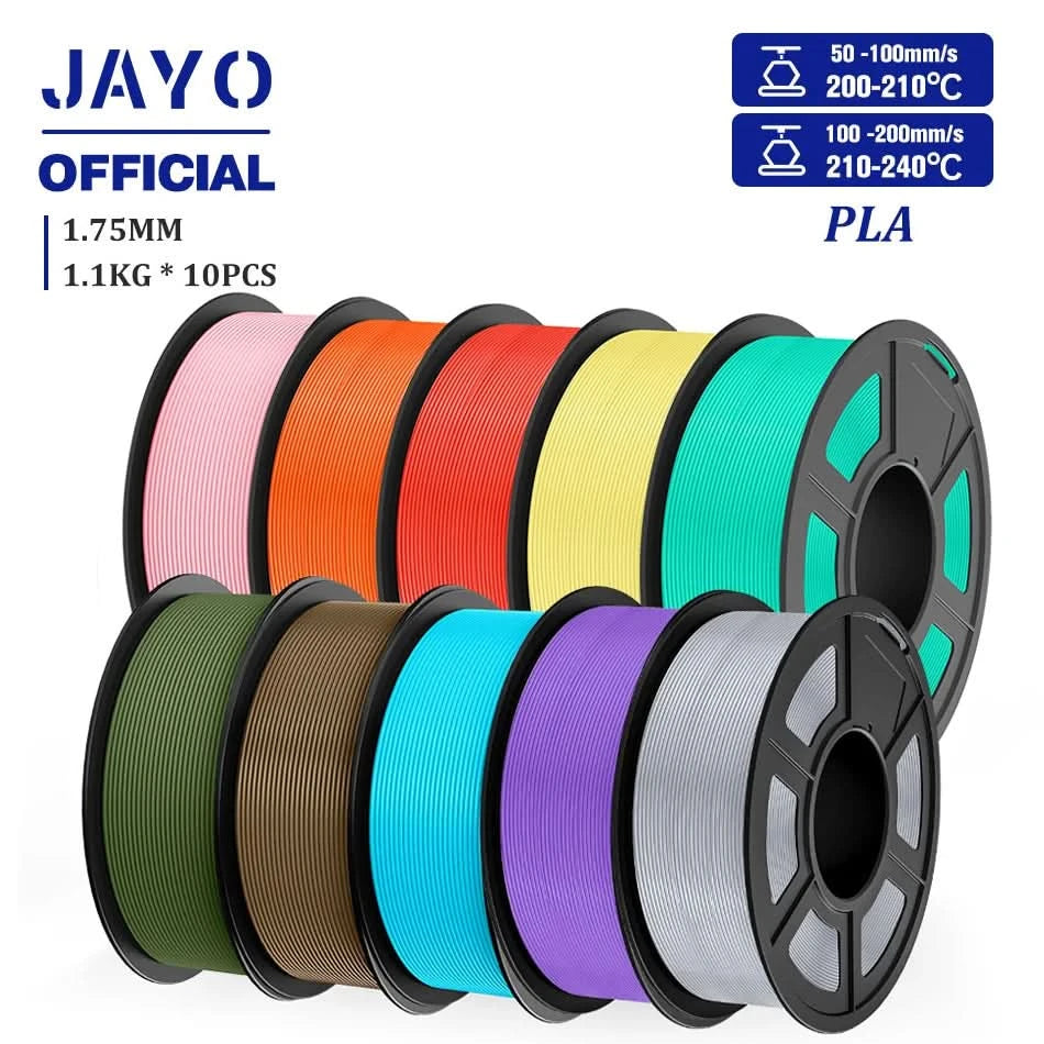 JAYO PLA Filament 1.75MM 10Rolls/set PLA 3D Printer Filament Multicolor For FDM 3D Printers Neatly Wound 3D Printing Materials