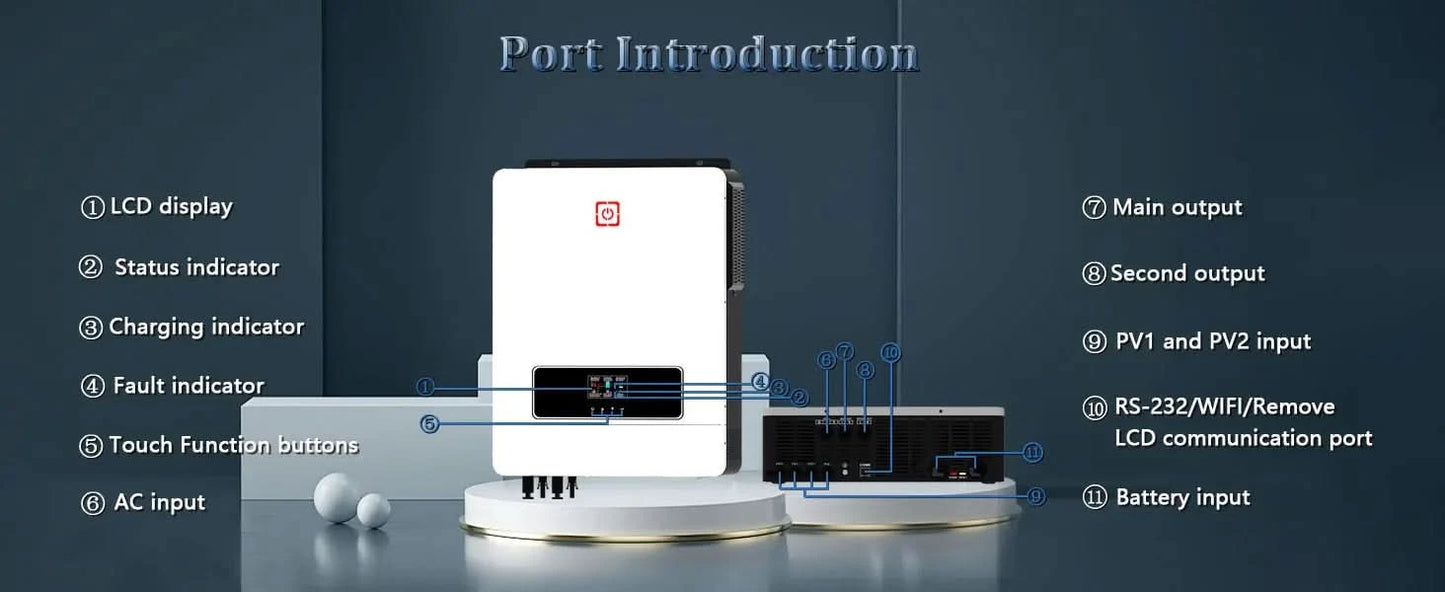 Y&H 10.2KW/6.2KW Hybrid Solar Inverter On/off grid Inverter 48V 220V Pure Sine Wave Inverter MPPT 160A/120A Charge Controller