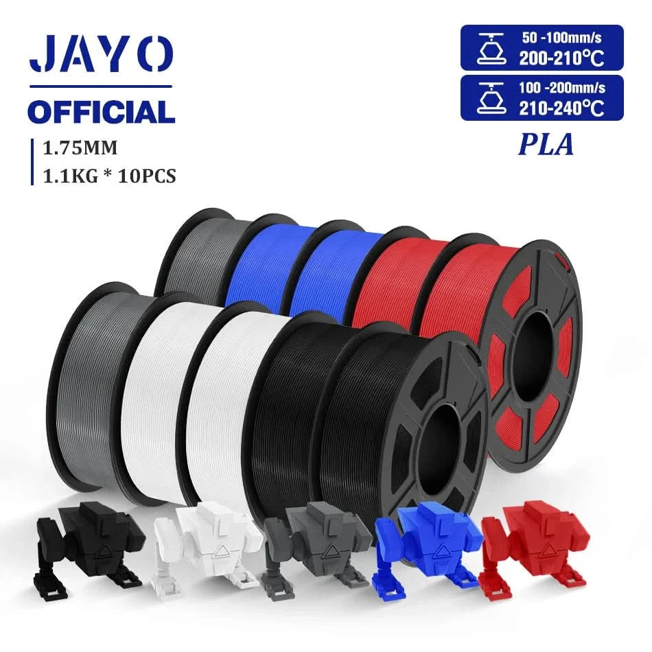 JAYO PLA Filament 1.75MM 10Rolls/set PLA 3D Printer Filament Multicolor For FDM 3D Printers Neatly Wound 3D Printing Materials