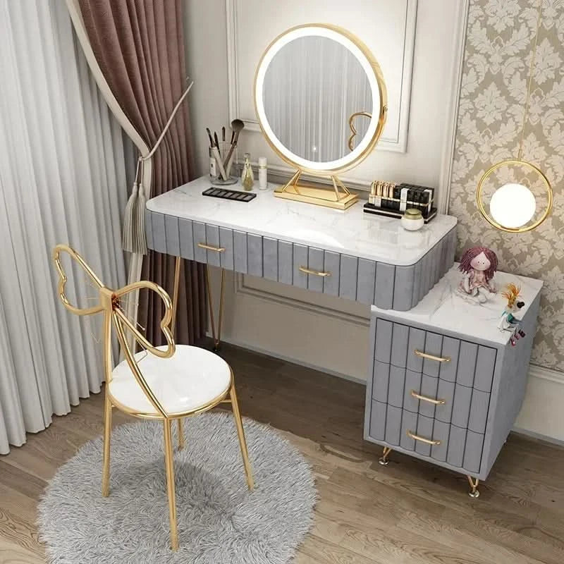 Modern Drawers Dressing Table Makeup Mirror Service Girl Pink Computer Vanity Table Living Room Vestidores Postmodern Furniture