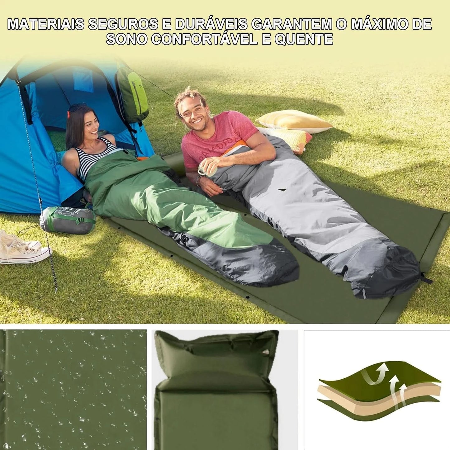 Outdoor Camping Inflatable Mattress With Pillow Ultralight Hiking Travel Cushion