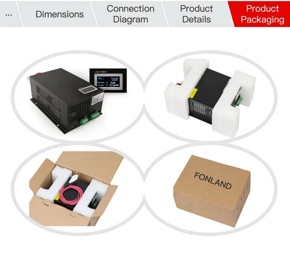 FONLAND MYJG-100W CO2 Laser Power Supply for Reci W2 T2 EFR Yongli CDWJ CO2 Laser Tube Engraving Cutting Machine With Display