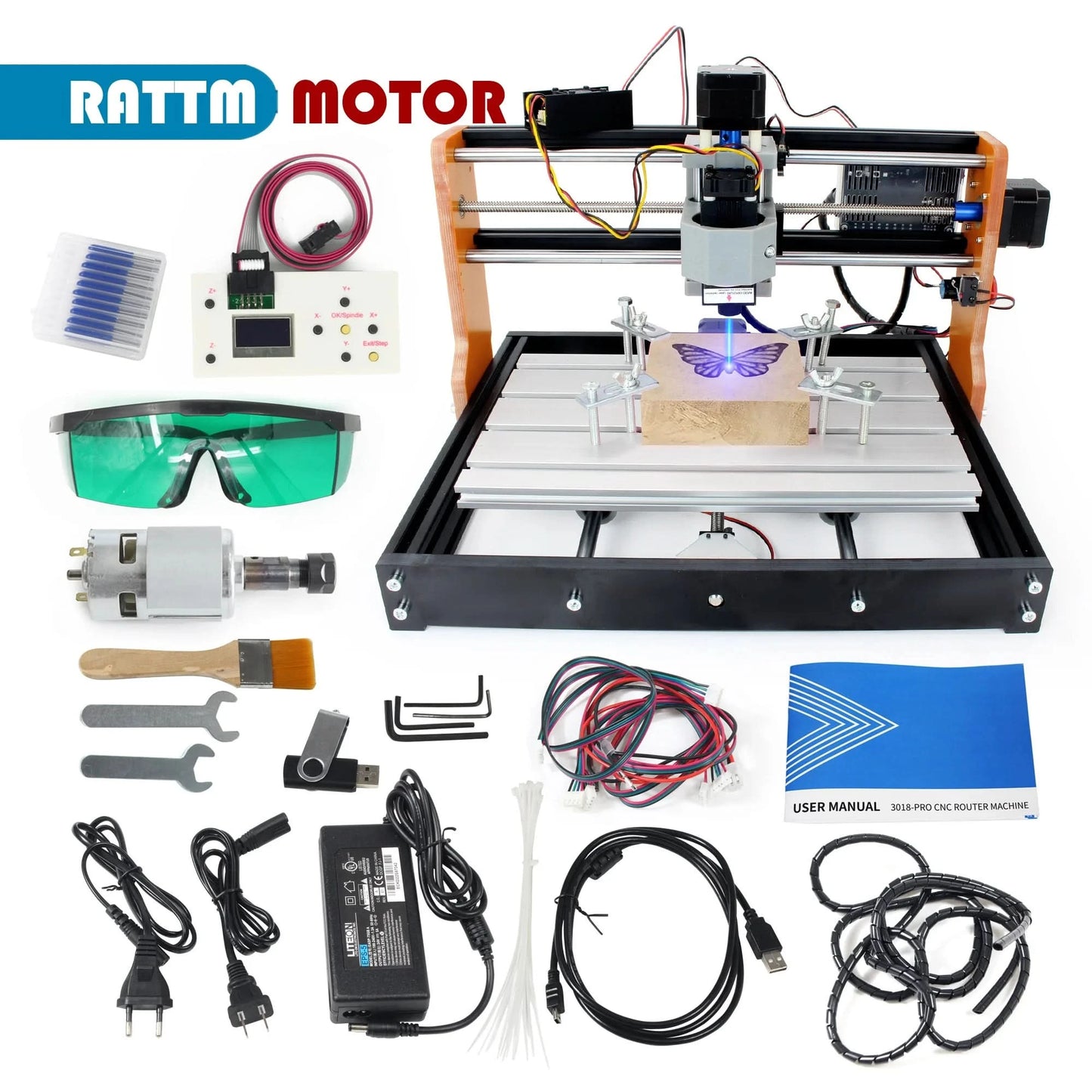 3018 Pro 3-Achsen-CNC-GRBL-Steuerung DIY Mini-Lasergravurfräsmaschine mit Not-Aus + Offline-Steuerung