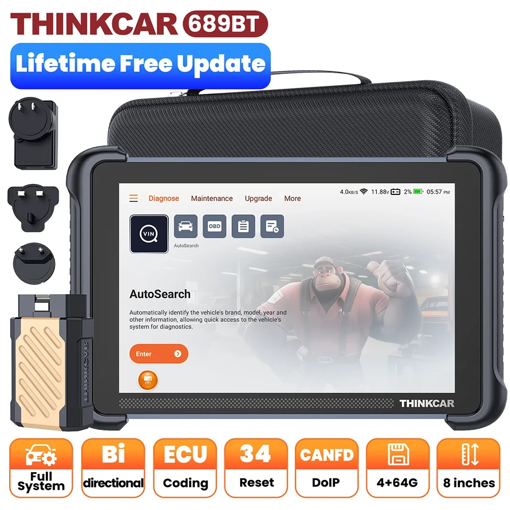 THINKCAR THINKSCAN 689BT Lifetime Free Auto Scanner Profession 34 Reset ECU Coding Bidirectional DOIP OBD2 Car Diagnostics Tools
