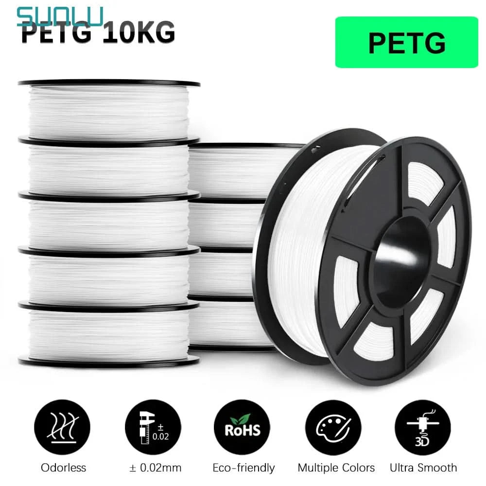 SUNLU 10KG 3D Filament PLA/PLA PLUS/PETG/Easy ABS Filamnet 1.75mm 10Roll 1KG Neatly Wound 3D Printer Filament for 3D Printer