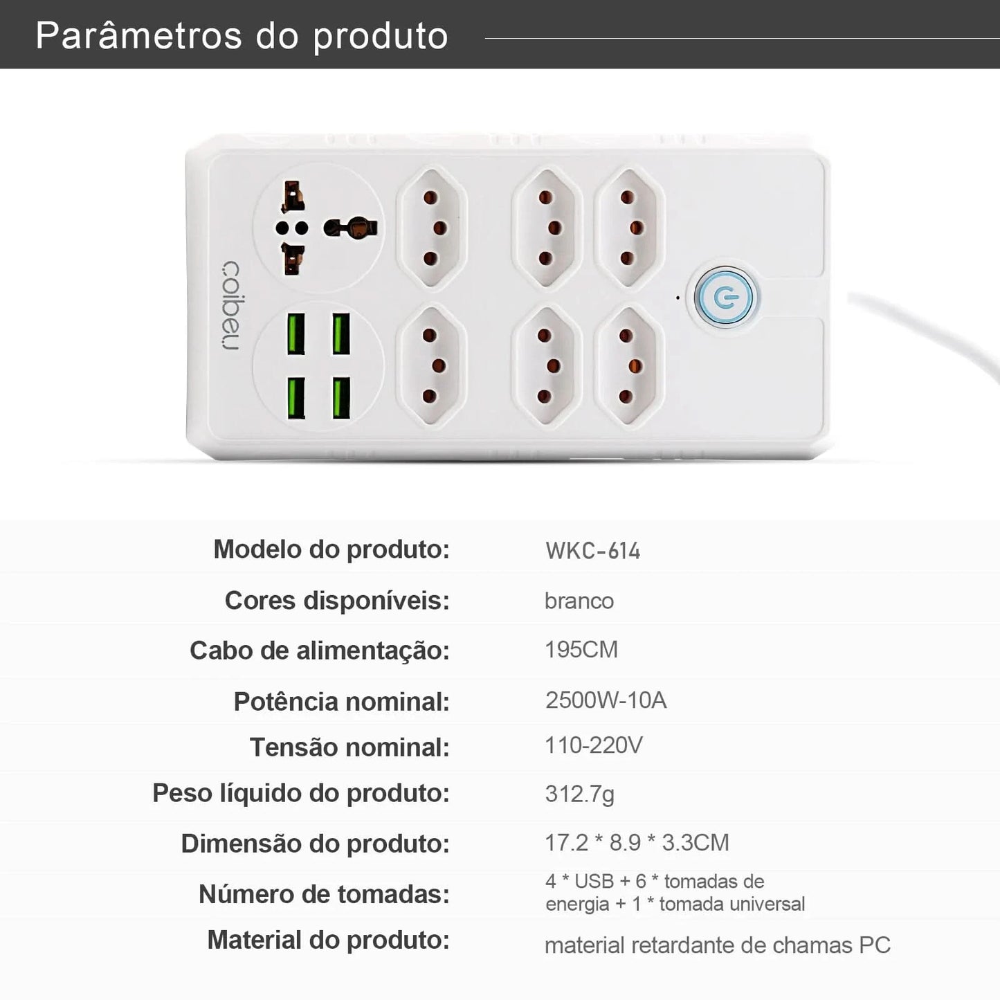 Extension Socket, Power Extension, USB Socket, Socket Line Filter, Regua Power Sockets, Electric Extension, 110-220V,10A