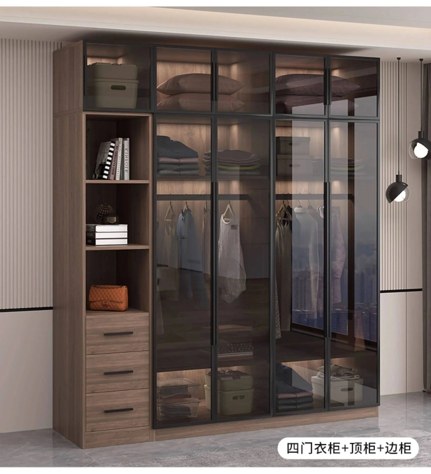 Glass light luxury corner cloakroom wardrobe Double clothes closet cabinets and wardrobes Cabinet dressing clothe home furniture