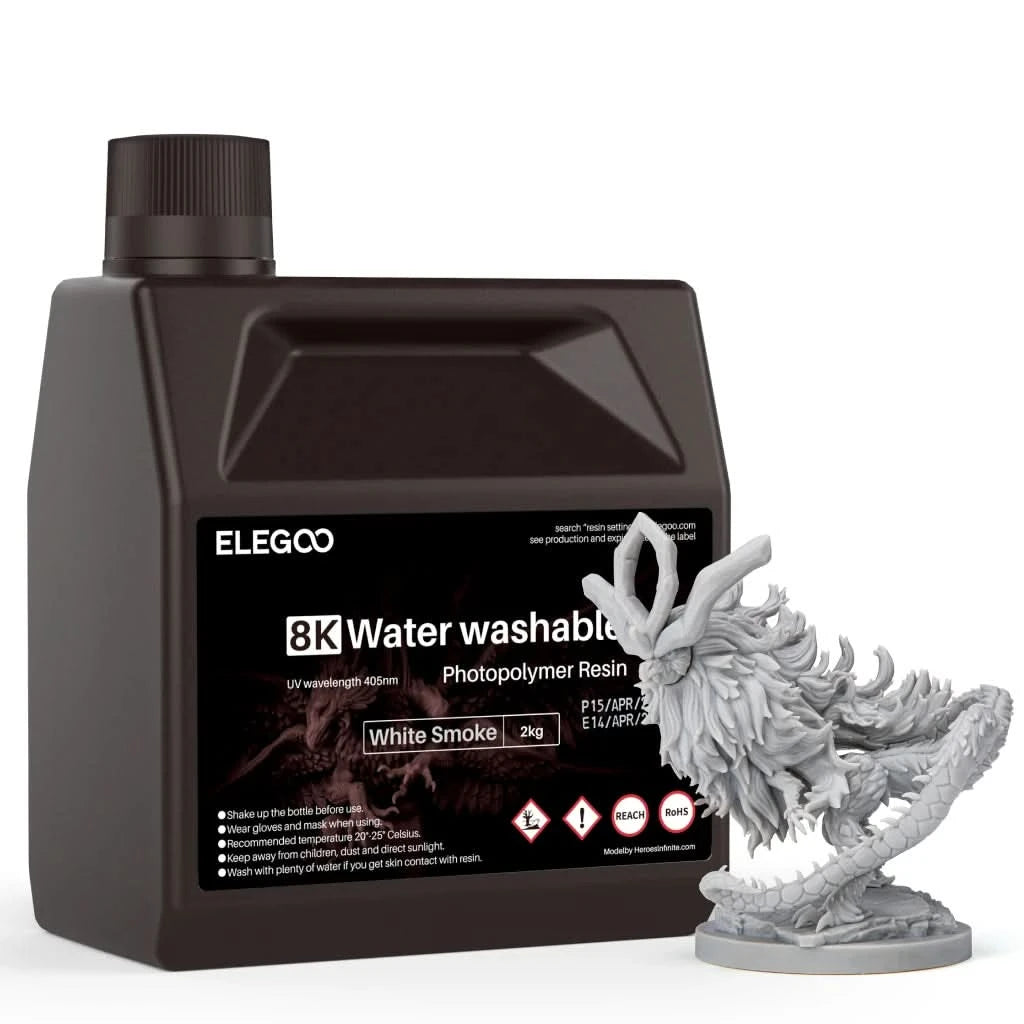 ELEGOO Water Washable 3D Printer Resin LCD UV-Curing Resin 405nm Standard Photopolymer Resin for LCD 3D Printing 1000g 8 Colors