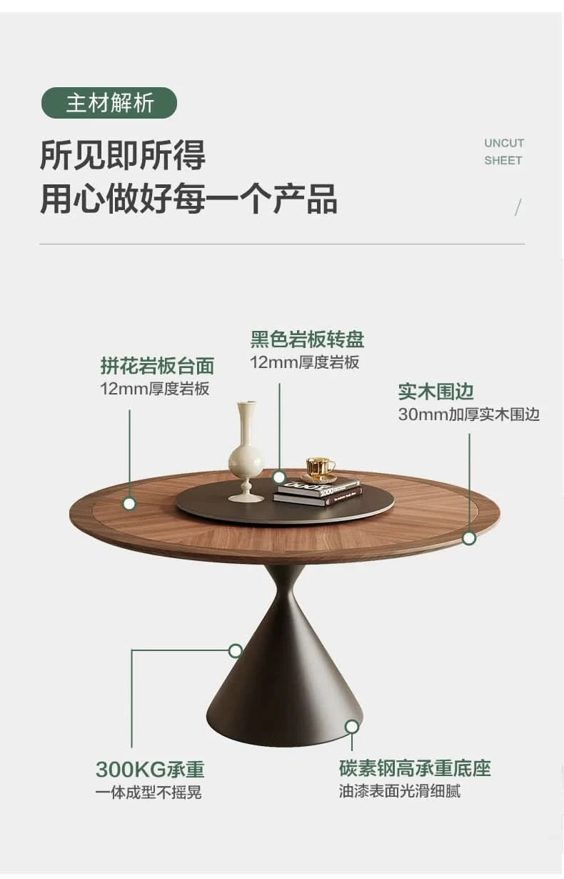 6 People Turntable Dining Table Vintage Legs Metal Design Round Coffee Table House Breakfast Juegos De Comedor Furnitures