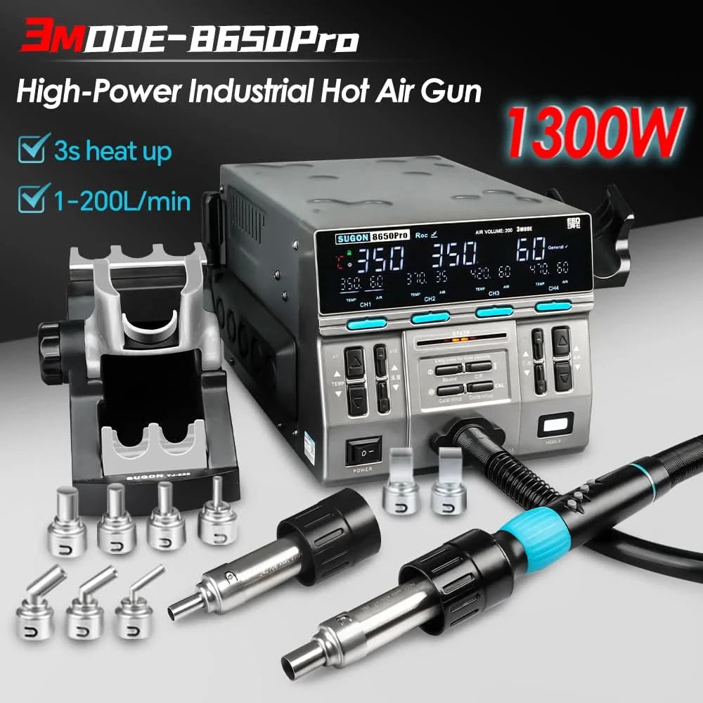 SUGON 8650pro 1300W Hot Air Rework Station 3 Mode Digital Display Intelligent BGA Rework Station For BGA PCB Chip Repair Tool