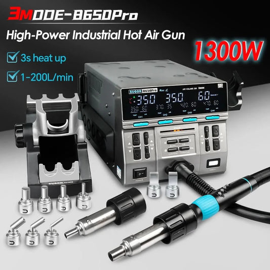 SUGON 8650pro 1300W Heißluft-Nacharbeitsstation 3-Modus Digitalanzeige Intelligente BGA-Nacharbeitsstation für BGA-Leiterplattenchip-Reparaturwerkzeug