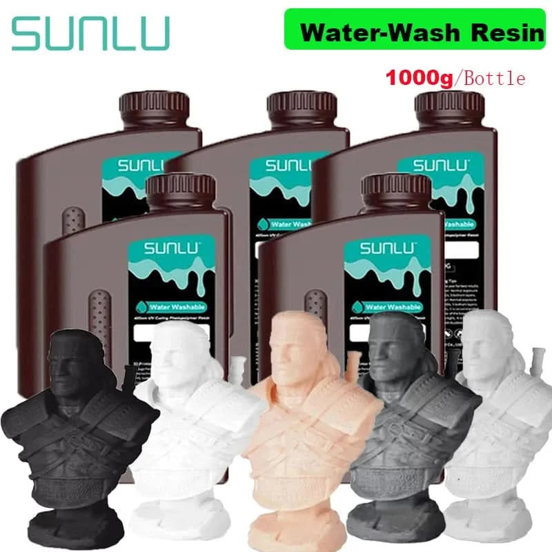 SUNLU 5KG ABS-Like/ Standard / Water-Wash/ 14K High Precision Resin 405nm Rapid UV-Curing Photopolymer Resin 1KG/Bottle