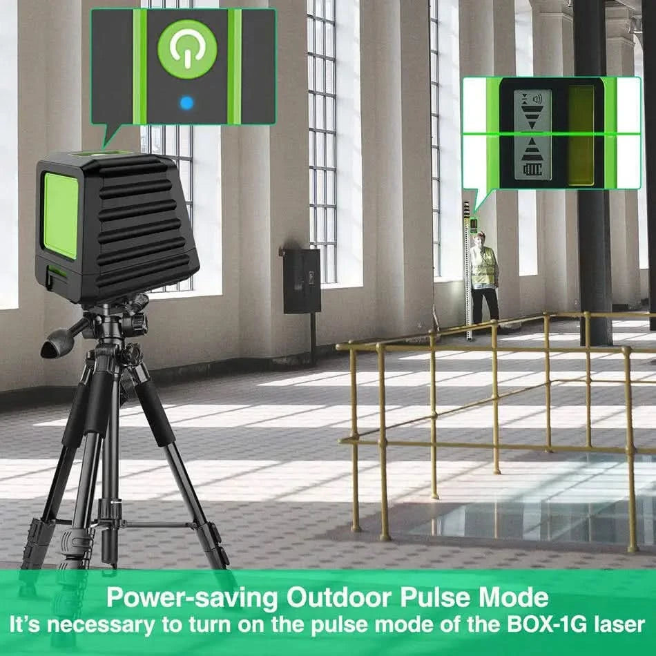 Huepar Box-1G Self-leveling Laser Level  150ft/45m Outdoor Green Cross Line with Vertical Beam Spread Covers of 150°