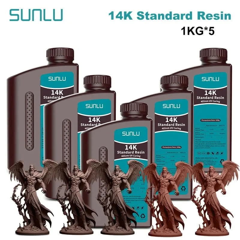 SUNLU 5KG Standard Plus/14K Standard Resin 1KG/Bottle 405nm Rapid UV-Curing Photopolymer Resin For LCD 3D Printer Material
