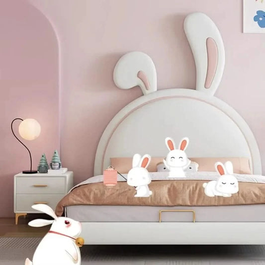 Children Room Bed Good Quality Rabbit Beds for Children Fabric Bed Simple Modern Soft Pack Bed Single Bed Bed for Girls