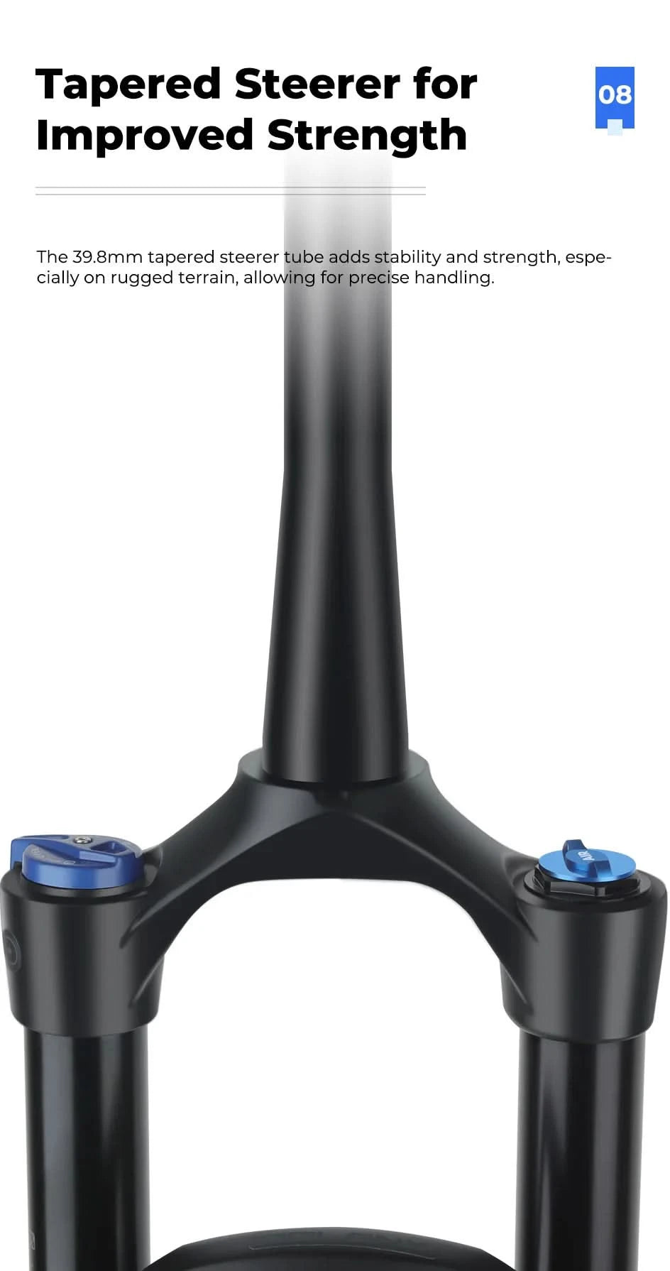 BOLANY 27.5/29inch Boost Bicycle Fork Thru Axle 100/110mm 34mm Tube Tapered Rebound Adjustment 120/140mm Travel Suspension Fork