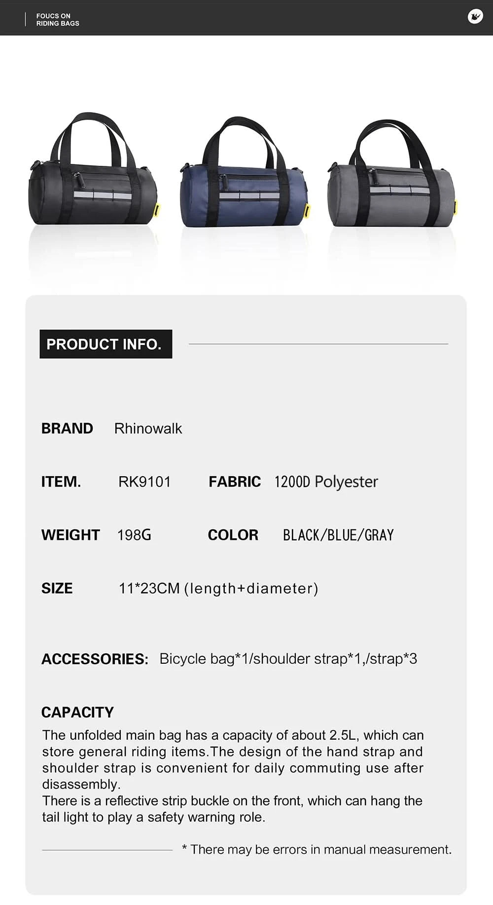 Rhinowalk Bicycle Bag Cycling Water Bottle Carrier Pouch MTB Bike Insulated Kettle Bag Riding Handlebar 1pc or 2pcs Accessories