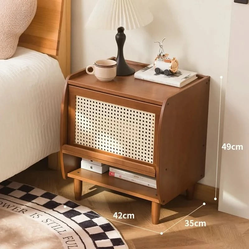 Minimally modern bamboo bedroom bedside table, living room small cabinet, small storage cabinet, household storage cabinet