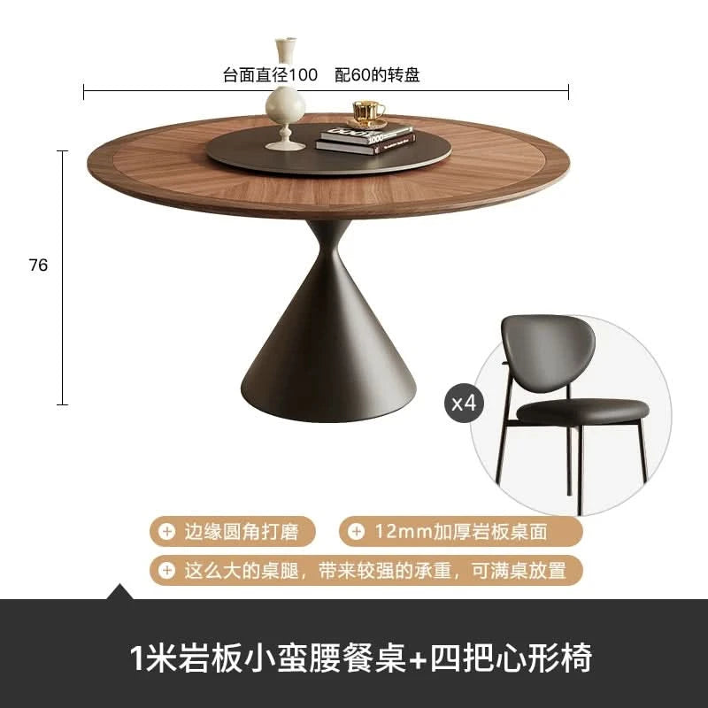 6 People Turntable Dining Table Vintage Legs Metal Design Round Coffee Table House Breakfast Juegos De Comedor Furnitures
