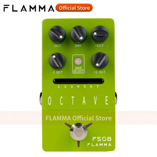 FLAMMA FS08 Gitarren-Oktav-Effektpedal polyphone Oktav-Effekte 7 Preset-Speicherplätze Individuelle Steuerung für trockenes Signal