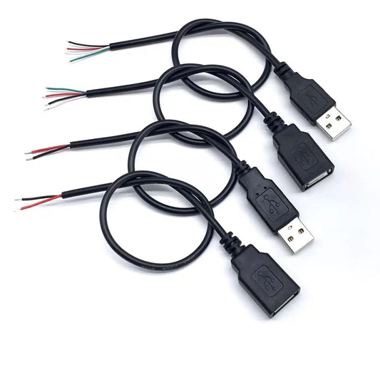 1/5/10pcs 30cm Power Supply Cable 2 Pin USB 2.0 A Female Male 4 Pin Wire Jack Charger Charging Cord Extension Connector DIY 5V