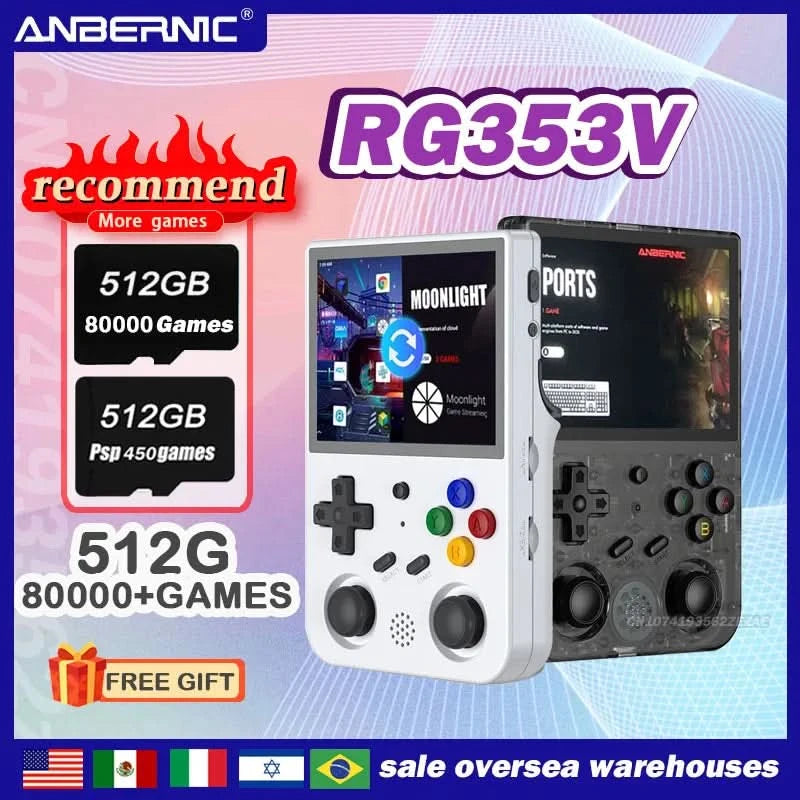 80000Games 512G POWKIDDY X55 5.5INCH IPS Screen RK3566 Handheld Game Console Linux Open-Source Retro Console HD Gifts