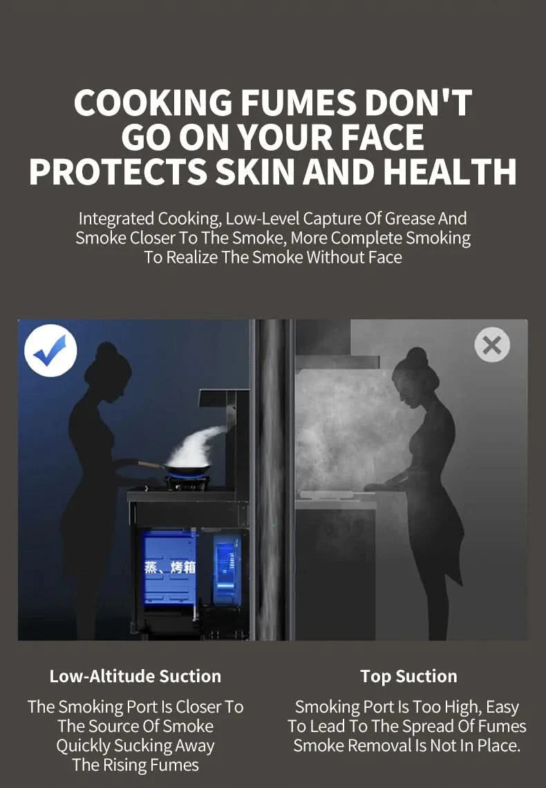 Hot Selling 3-in-1 Smart Home Integrated Stove Glass Cooker With Smoke Extractor Cleaning Cabinet For Gas/Electric Household Use