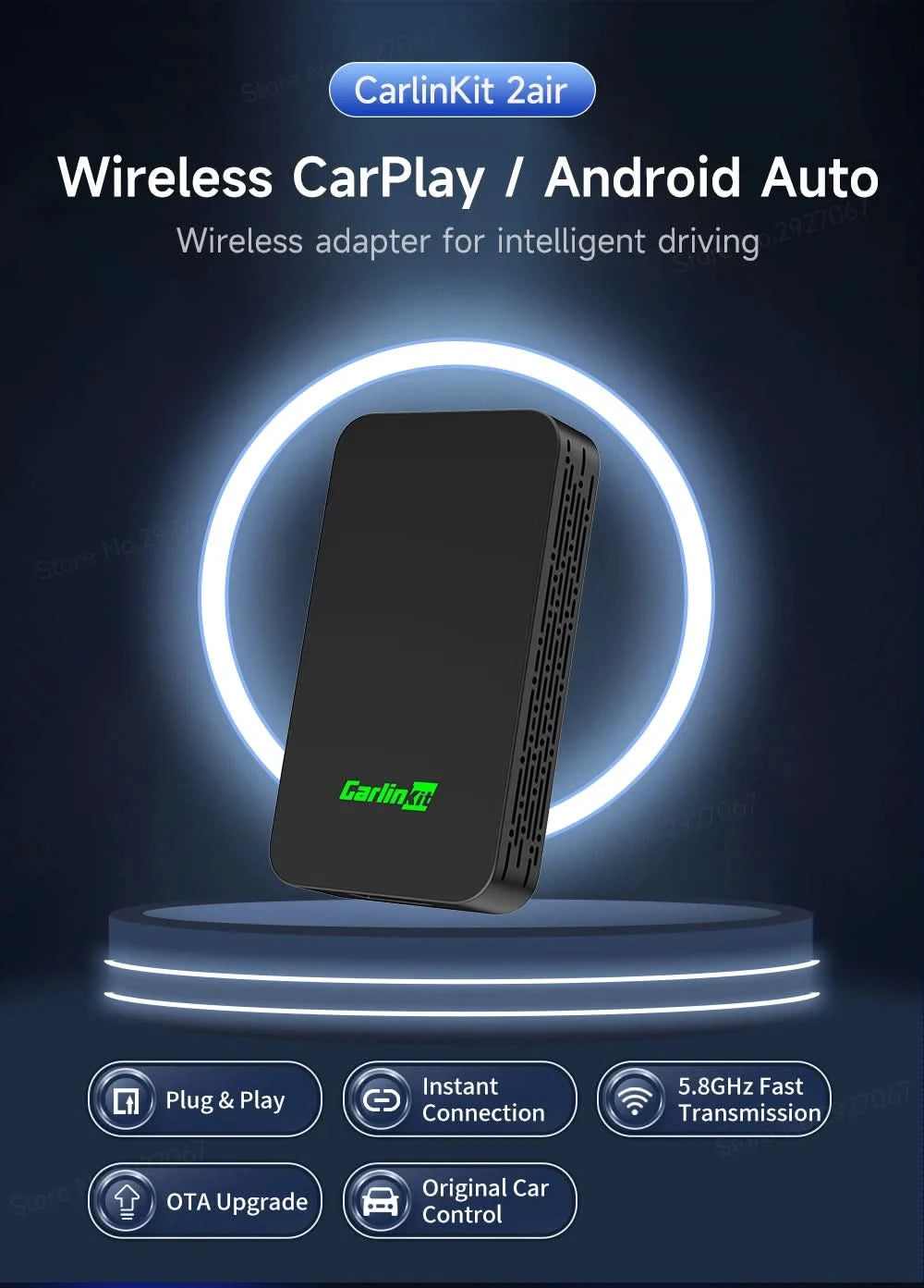 CarlinKit 5.0 4.0 Wireless CarPlay Adapter Android Auto Dongle Multi-Device Supported Wired To Wireless CarPlay Box Auto Connect