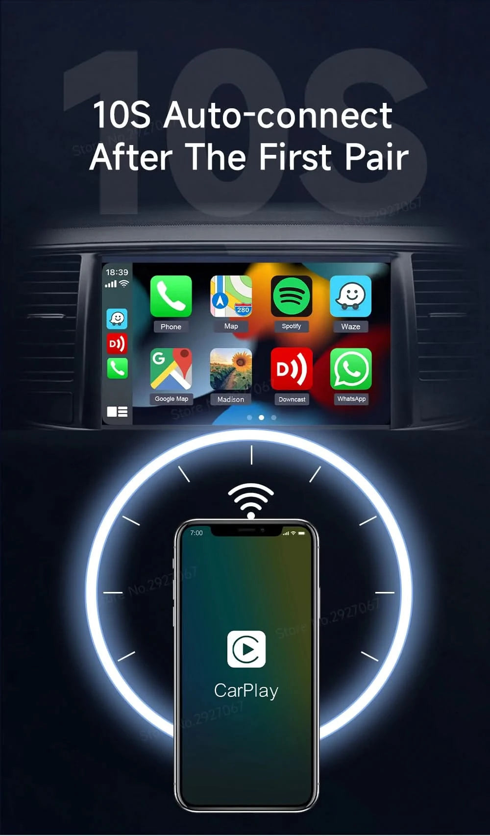 CarlinKit 5.0 4.0 Wireless CarPlay Adapter Android Auto Dongle Multi-Device Supported Wired To Wireless CarPlay Box Auto Connect