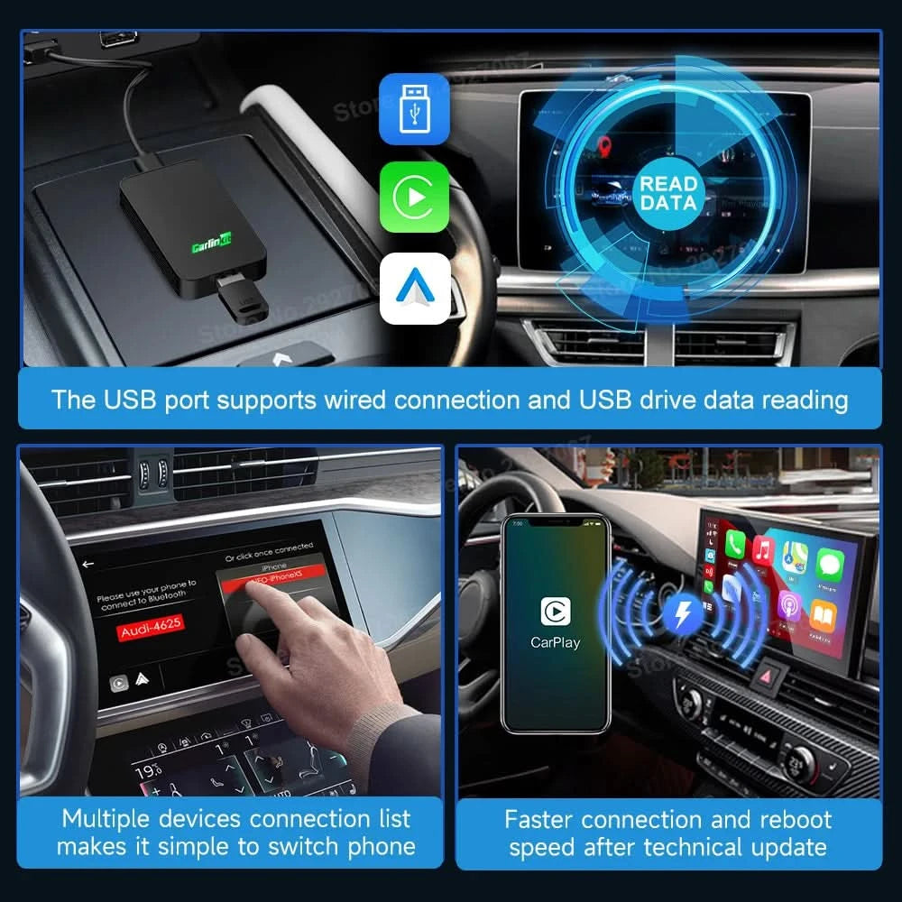 CarlinKit 5.0 4.0 Wireless CarPlay Adapter Android Auto Dongle Multi-Device Supported Wired To Wireless CarPlay Box Auto Connect
