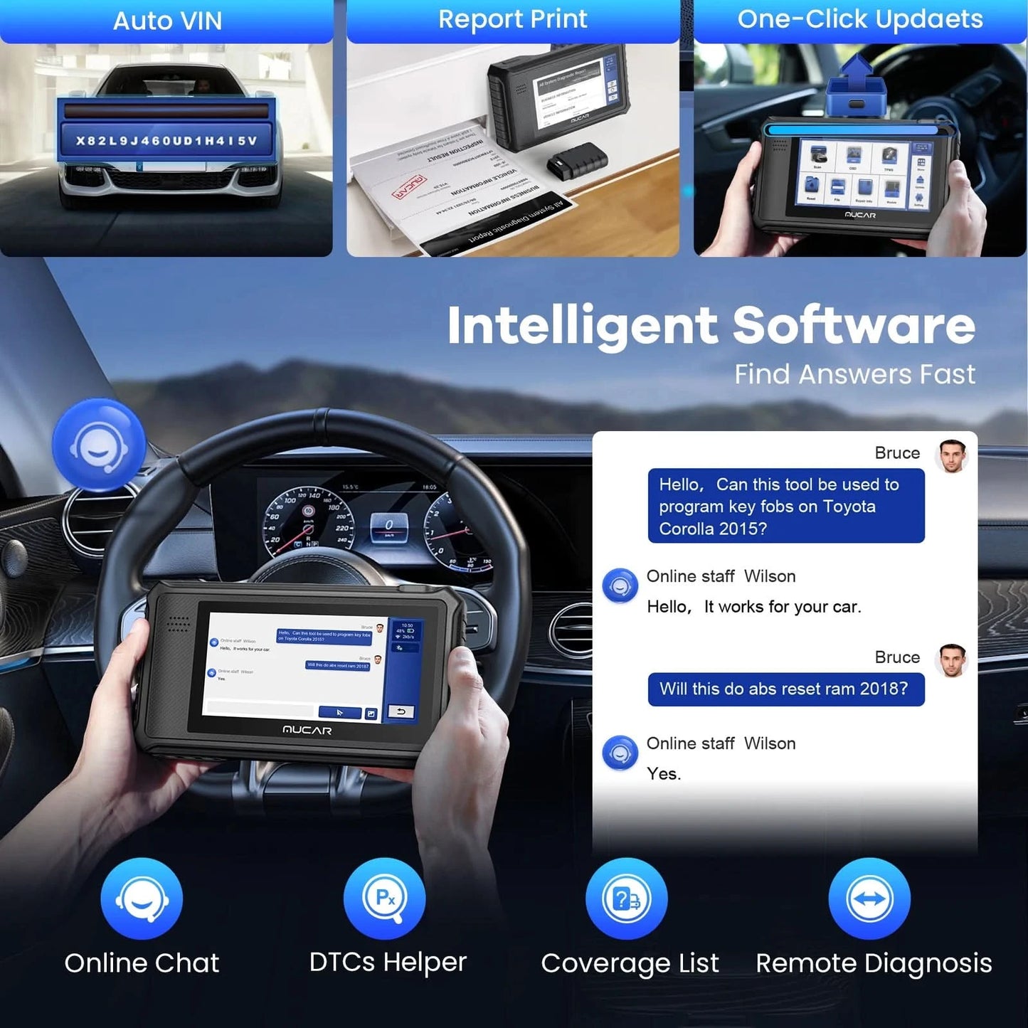 MUCAR VO6 OBD2 car Diagnostic tool full system auto scanner code reader ABS Engine 28 resets oil scan tools lifetime free update